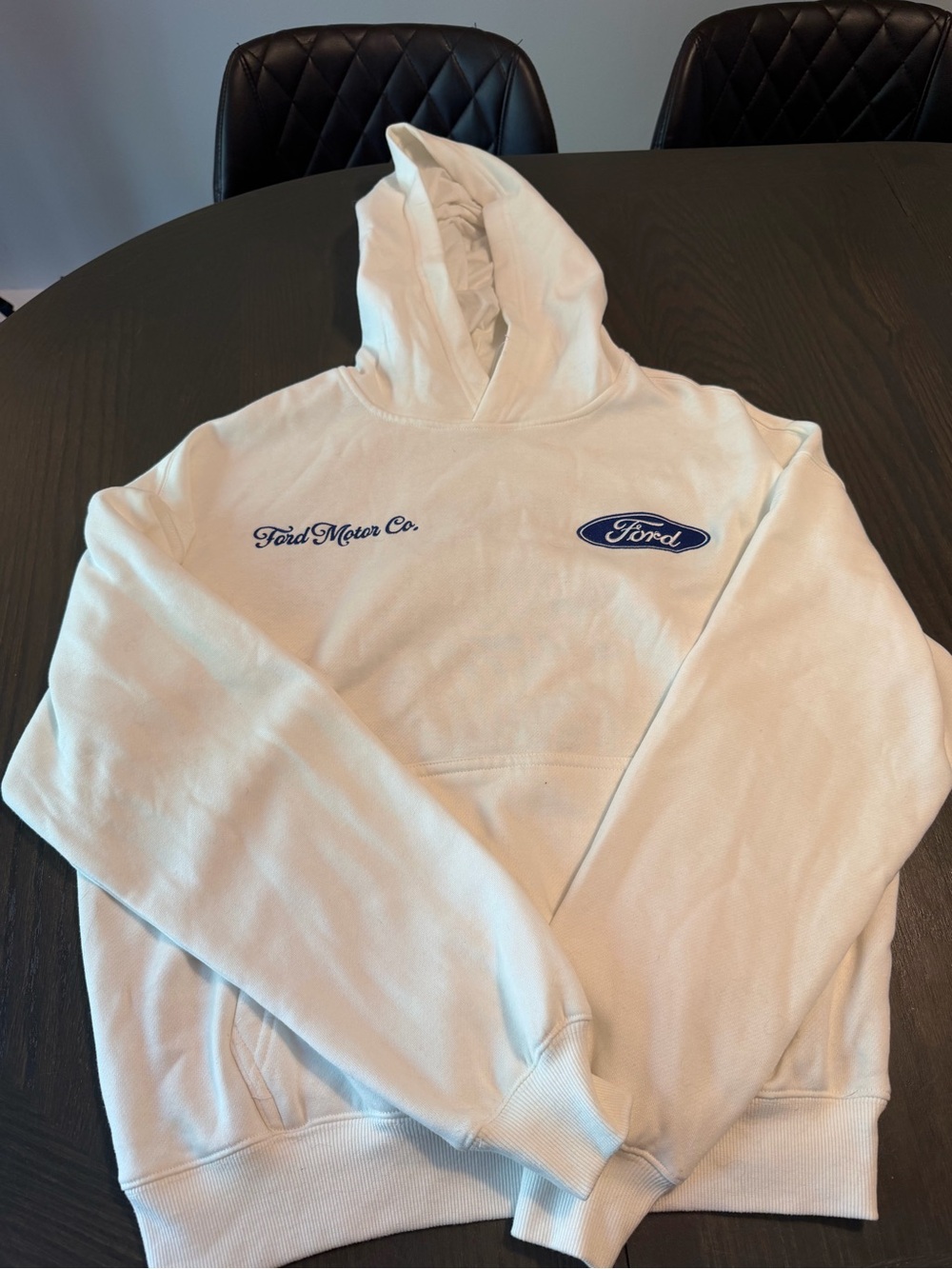 Ford white Pullover Hoodie with Navy Logo